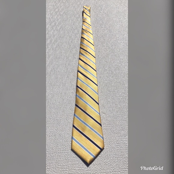 Jos. A. Bank Traveler Gold with Blue Stripes Tie - Picture 3 of 6